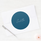 Sticker Rond Ocean Blue Professional Calligraphy Ajouter un nom (Enveloppe)
