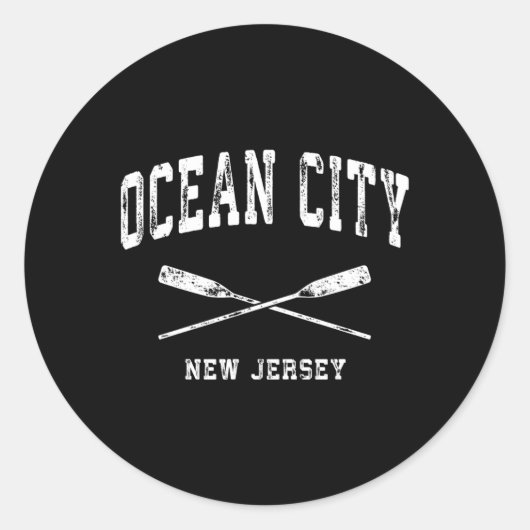 Sticker Rond Ocean City New Jersey Nautical Crossing Oars (Devant)