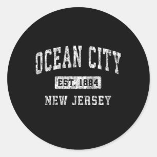 Sticker Rond Ocean City New Jersey Nj Sports Établis