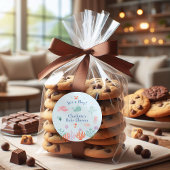 Sticker Rond Ocean Friends Blue C'est un Baby shower garçon