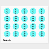 Sticker Rond Ocean Glow_Black-on-Aqua Blue Grouper (Feuille)