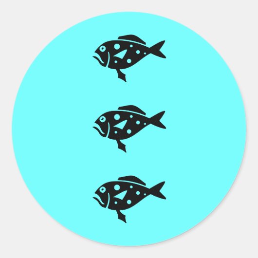 Sticker Rond Ocean Glow_Black-on-Aqua Blue Grouper (Devant)