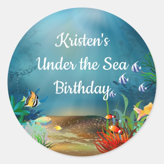 Sticker Rond Ocean Reef Under the Sea Birthday Party (Devant)
