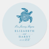 Sticker Rond Ocean Sea Turtle, Sea Blue Beach Wedding (Devant)