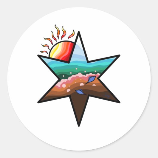Sticker Rond Ocean Star Sunset (Devant)