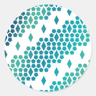 Sticker Rond Ocean Storm Blue Diamond et Honeycomb Motif