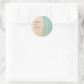 Sticker Rond Ocean Summer Blue Beach Fête de mariage de sable b (Sac)