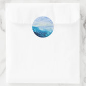 Sticker Rond Ocean wave painting, sea foam (Sac)