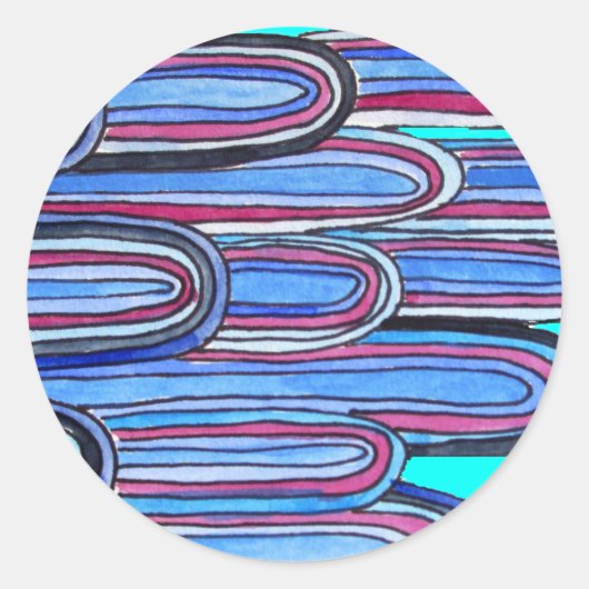 Sticker Rond Ocean Waves aqua blue pattern (Devant)