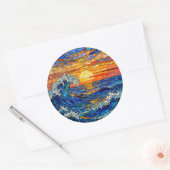 Sticker Rond Oceanic Coastal Ocean Waves Sunset   (Enveloppe)
