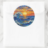 Sticker Rond Oceanic Coastal Ocean Waves Sunset   (Sac)