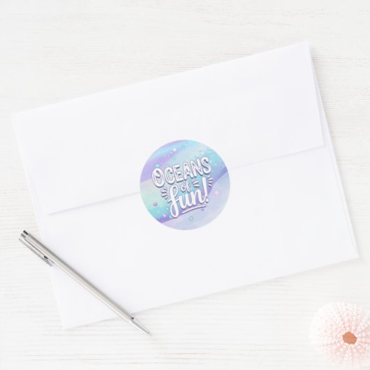 Sticker Rond Oceans of Fun Typography ID1142 (Enveloppe)