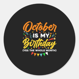 Sticker Rond October Is My Birthday