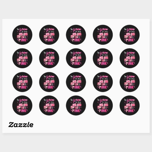 Sticker Rond October We Wear Nk Breast Cancer Awareness Stal Wo (Feuille)