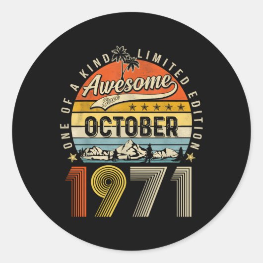 Sticker Rond Octobre 1971 52E 52 (Devant)