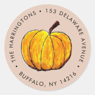 Sticker Rond Octobre Citrouille Cosy Orange Automne Adresse de 
