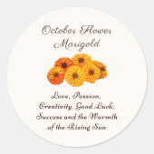 Sticker Rond Octobre Mois de naissance Fleur Marigold Elegant (Devant)