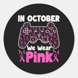 Sticker Rond Octobre Nous Portons Pink Breast Cancer Jeu Enfant