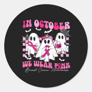 Sticker Rond Octobre Nous Portons Pink Breast Cancer Sensibilis