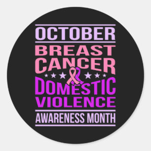 Sticker Rond Octobre Soutien du Mois de sensibilisation à la v