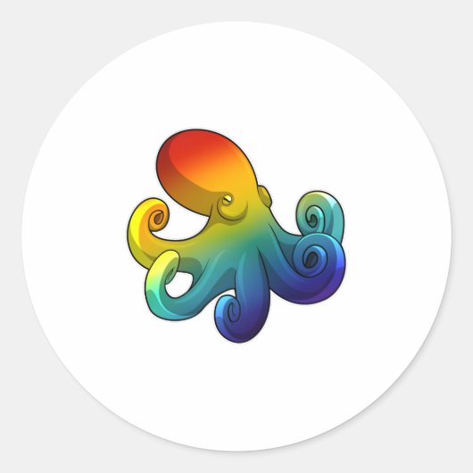 Sticker Rond Octopus avec arc-en-ciel (Devant)