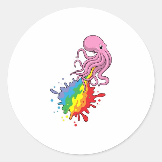 Sticker Rond Octopus avec arc-en-ciel (Devant)