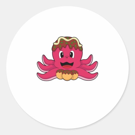 Sticker Rond Octopus avec gâteau (Devant)