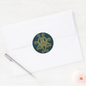 Sticker Rond Octopus bleu doré complexe (Enveloppe)