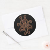 Sticker Rond Octopus Brown complexe sur noir (Enveloppe)