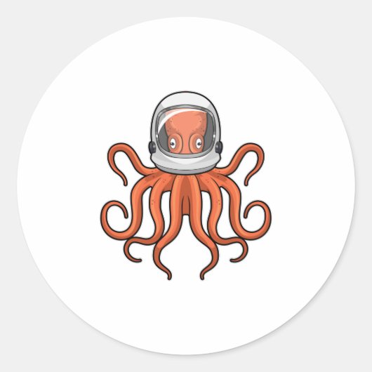 Sticker Rond Octopus en astronaute (Devant)