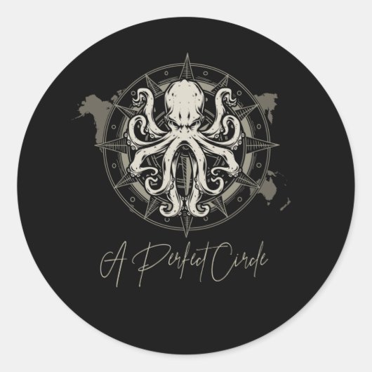 Sticker Rond Octopus Monde Mer Océan Animal Kraken Tentacle (Devant)