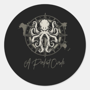 Sticker Rond Octopus Monde Mer Océan Animal Kraken Tentacle