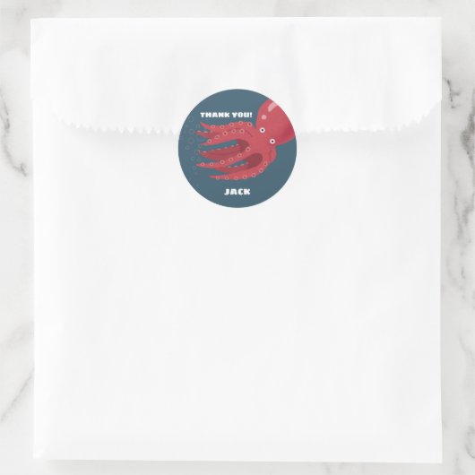 Sticker Rond Octopus Sous-Mer Thème Anniversaire (Sac)