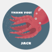 Sticker Rond Octopus Sous-Mer Thème Anniversaire (Devant)