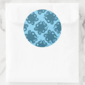 Sticker Rond Octopus sur Motif bleu (Sac)