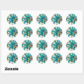 Sticker Rond Octopus Teal (Feuille)