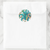 Sticker Rond Octopus Teal (Sac)