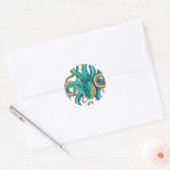 Sticker Rond Octopus Teal (Enveloppe)