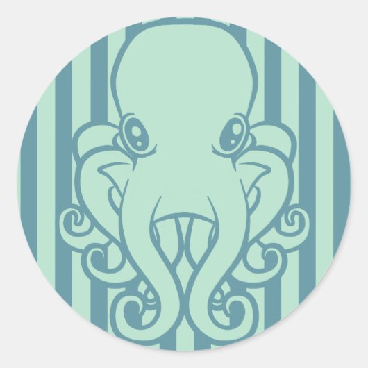Sticker Rond Octopus turquoise (Devant)
