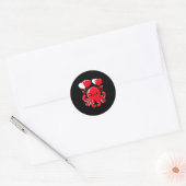 Sticker Rond Octopus With Heart Balloons Adorable Valentines Da (Enveloppe)