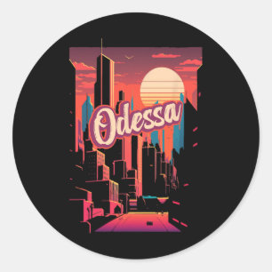 Sticker Rond Odessa Rétro Ukraine Vintage Odessite Voyageant Tr