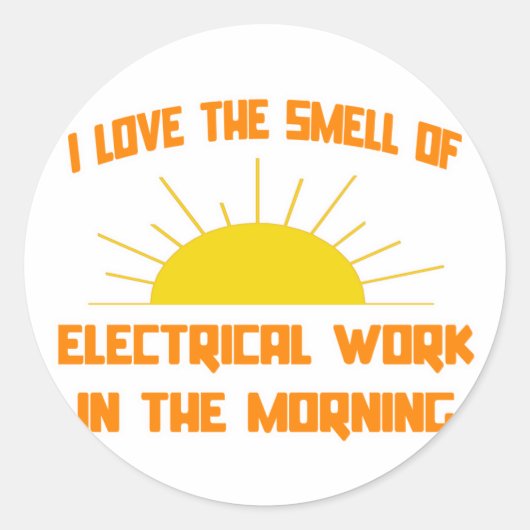 Sticker Rond Odeur de travail électrique le matin (Devant)