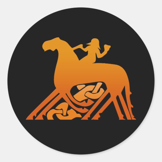 Sticker Rond Odin équitation sur Sleipnir Viking Mythologie (Devant)