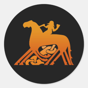 Sticker Rond Odin équitation sur Sleipnir Viking Mythologie