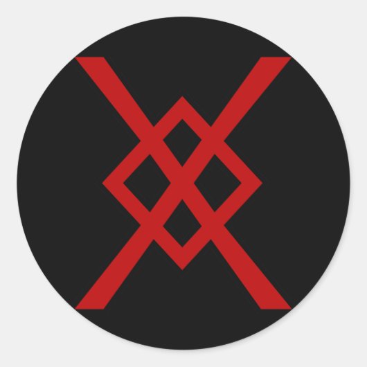 Sticker Rond Odin's Spear, Gungnir (rouge et noir) (Devant)
