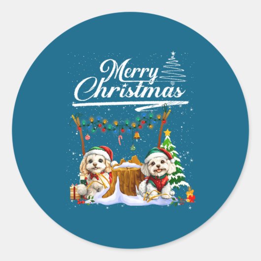 Sticker Rond Odle Christmas Tree Lights Decorations Dog Lover X (Devant)