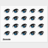 Sticker Rond Oeil bleu caricature (Feuille)