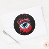 Sticker Rond Oeil bleu goutte sang horreur art (Enveloppe)