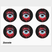 Sticker Rond Oeil bleu goutte sang horreur art (Feuille)