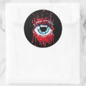 Sticker Rond Oeil bleu goutte sang horreur art (Sac)